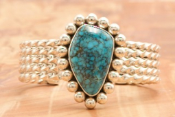 Artie Yellowhorse Genuine Ithaca Peak Turquoise Sterling Silver Bracelet